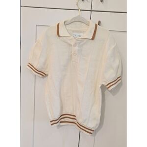 Gingersnaps Classic Cream Polo Shirt with Brown Stripes